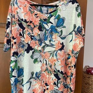 Chico’s Relaxed Tropical Floral Linen Tee